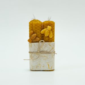 Pack de dos velas artesanales de cera de abejas